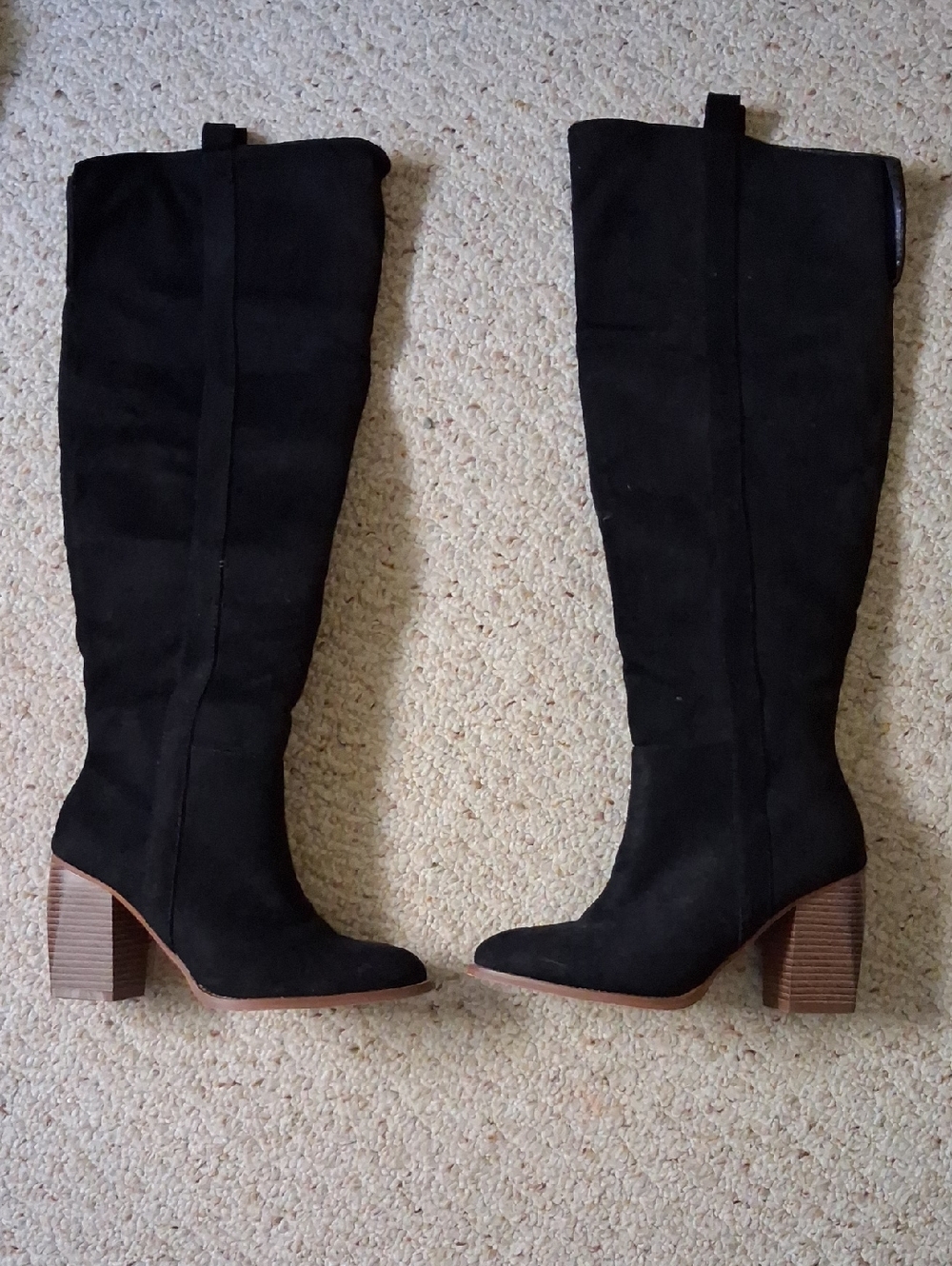 Sugar Black Knee-High Block Heel Boots Size 6.5